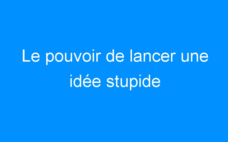 You are currently viewing Le pouvoir de lancer une idée stupide