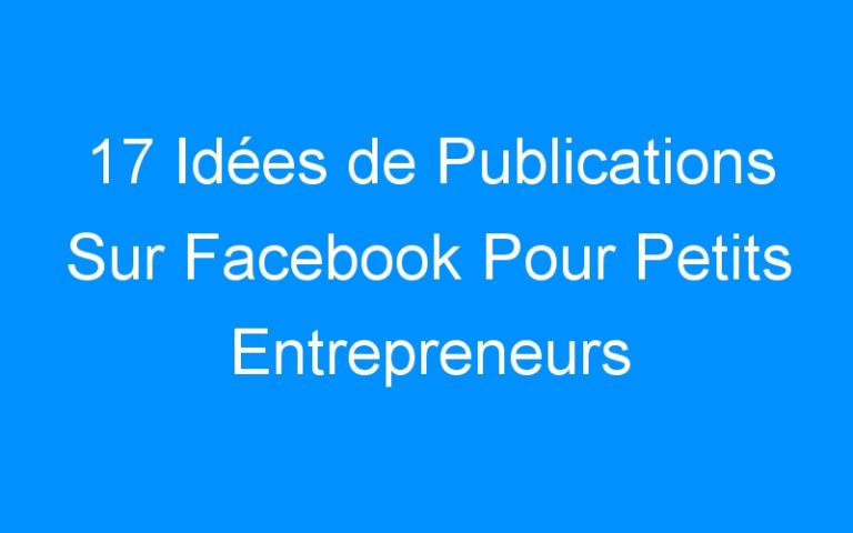 Lire la suite à propos de l’article 17 Idées de Publications Sur Facebook Pour Petits Entrepreneurs
