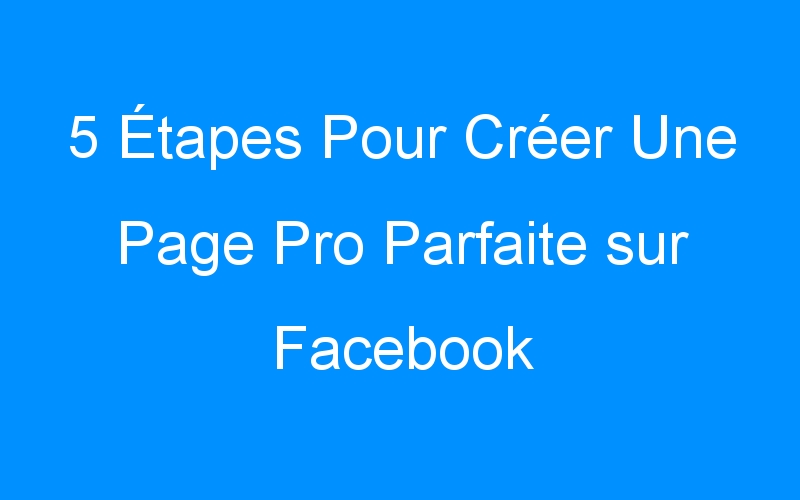 You are currently viewing 5 Étapes Pour Créer Une Page Pro Parfaite sur Facebook