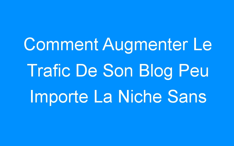You are currently viewing Comment Augmenter Le Trafic De Son Blog Peu Importe La Niche Sans Google ?