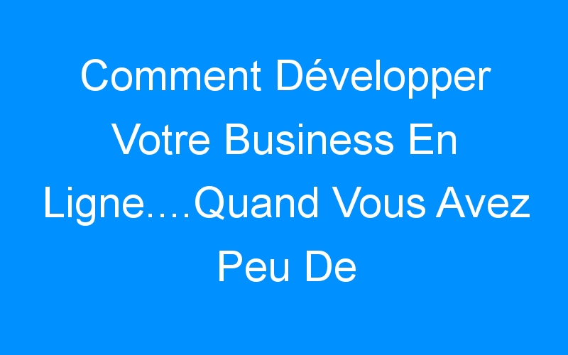 Lire la suite à propos de l’article Comment Développer Votre Business En Ligne….Quand Vous Avez Peu De Temps?