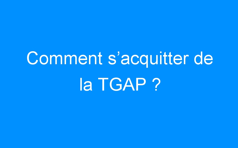 You are currently viewing Comment s’acquitter de la TGAP ?