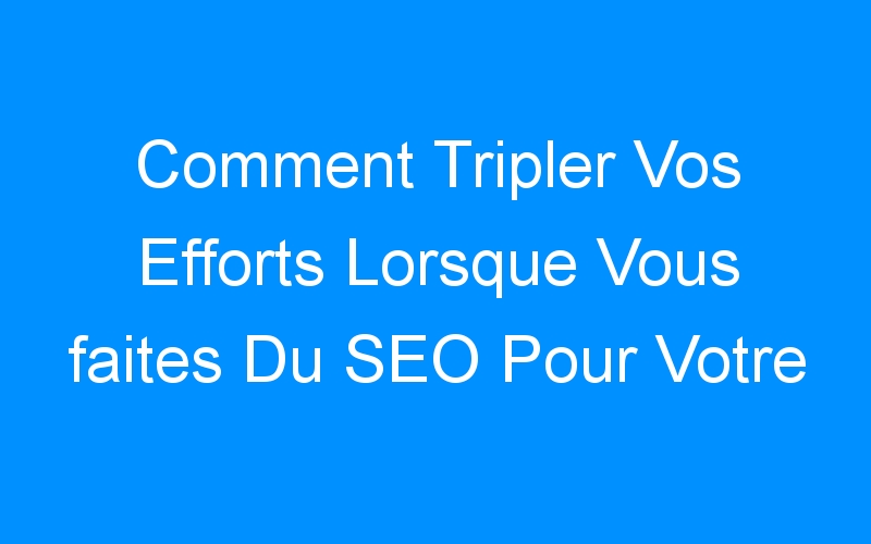 You are currently viewing Comment Tripler Vos Efforts Lorsque Vous faites Du SEO Pour Votre Blog?