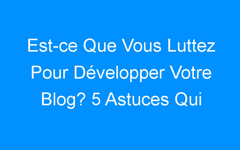 You are currently viewing Est-ce Que Vous Luttez Pour Développer Votre Blog? 5 Astuces Qui Vous Aideront