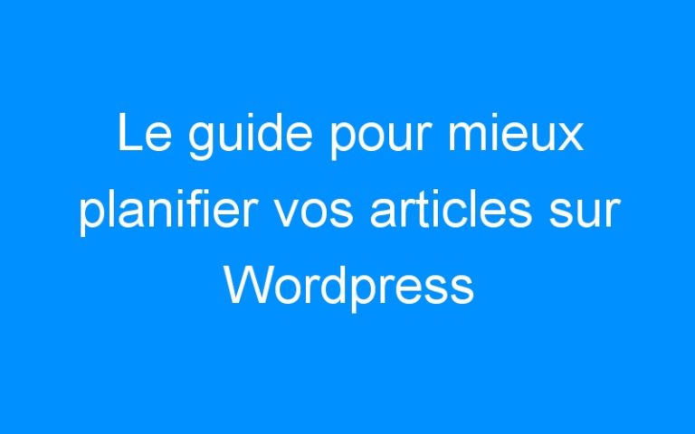 Lire la suite à propos de l’article Le guide pour mieux planifier vos articles sur WordPress