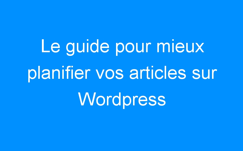 You are currently viewing Le guide pour mieux planifier vos articles sur WordPress