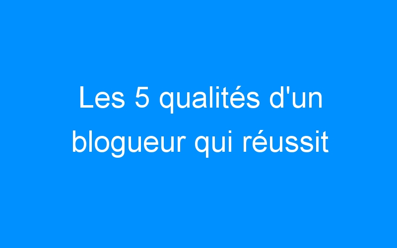 You are currently viewing Les 5 qualités d'un blogueur qui réussit