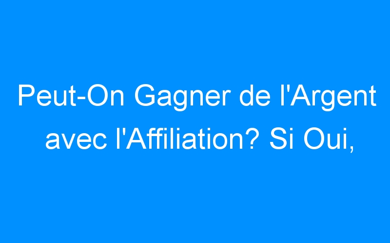 You are currently viewing Peut-On Gagner de l'Argent avec l'Affiliation? Si Oui, Comment?