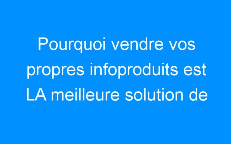 Lire la suite à propos de l’article Pourquoi vendre vos propres infoproduits est LA meilleure solution de monétisation ?