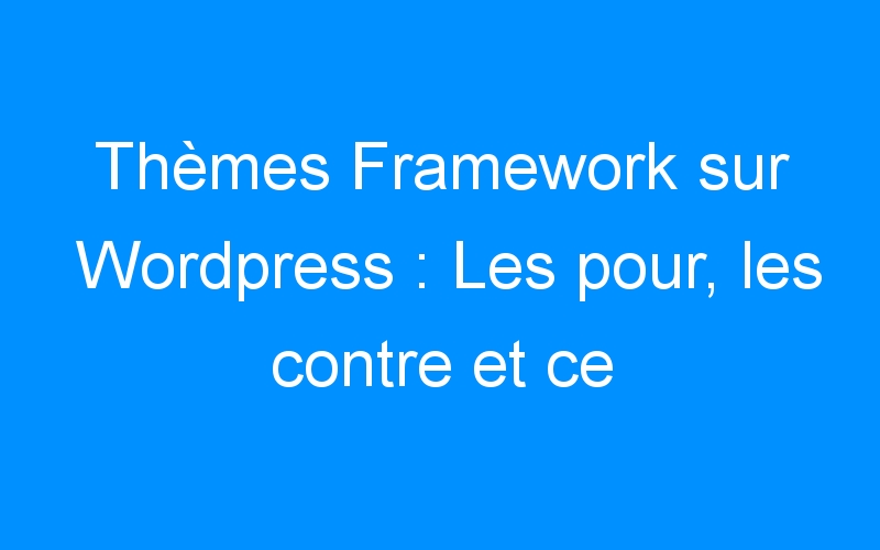 You are currently viewing Thèmes Framework sur WordPress : Les pour, les contre et ce qu'il faut savoir