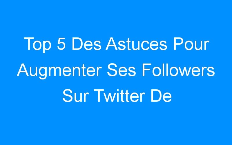 Top 5 Des Astuces Pour Augmenter Ses Followers Sur Twitter De Manière Organique