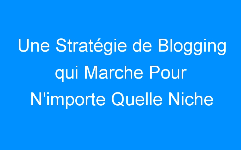 Lire la suite à propos de l’article Une Stratégie de Blogging qui Marche Pour N'importe Quelle Niche